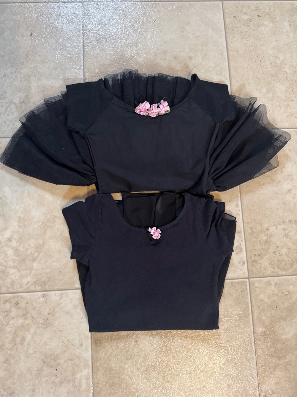 Girl Black Ballet Floral Accent Leotard, size MC(8-10)